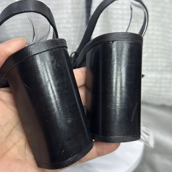 (C2) Zara Black NWT Leather Heeled Buckle Sandals, Size 41/10 USA - Picture 7 of 16